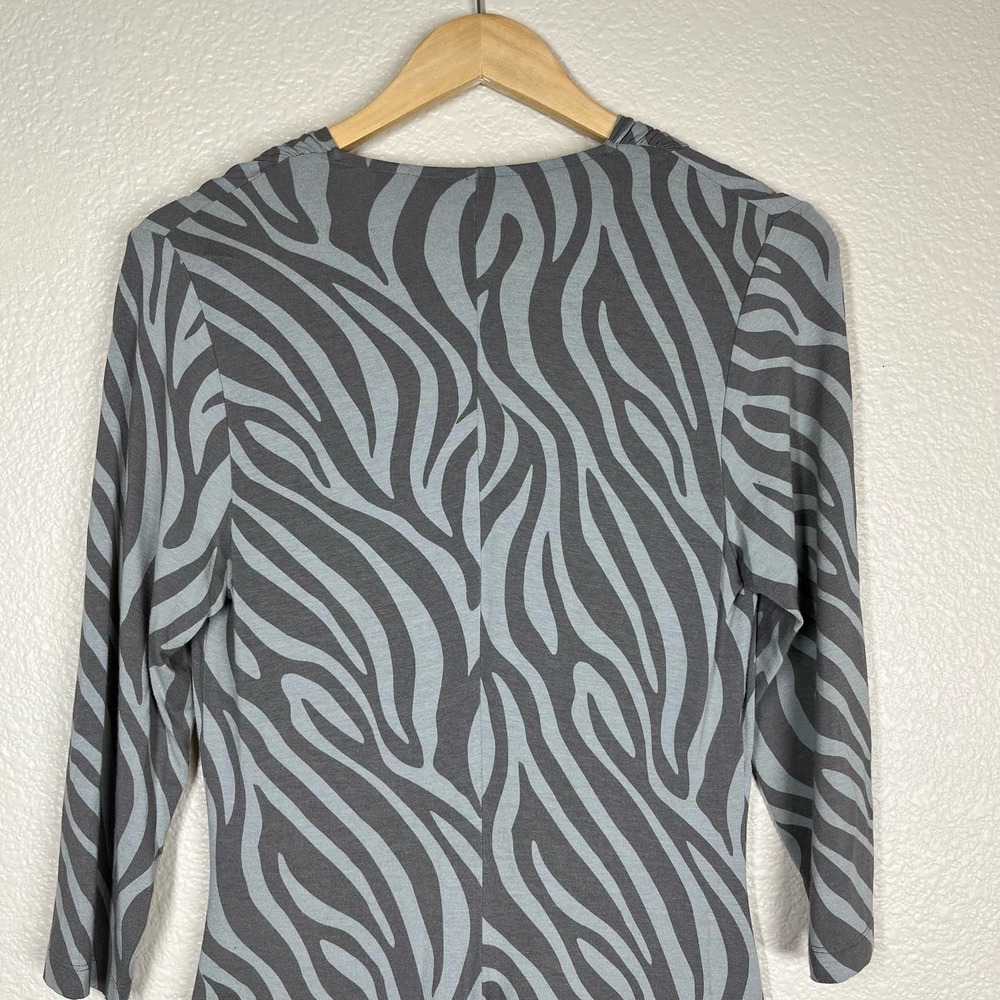 🔴 5 for $25! Tommy Bahama Dress 3/4 Sleeve Blue/Grey Zebra Size Small‎ - Picture 4 of 6